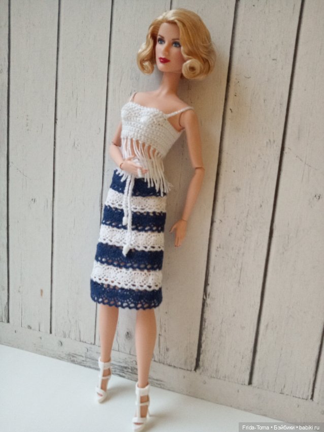 Одежда на Момоко Барби Силкстоун Поппи Паркер юбка кружево хлопок (фото 5)