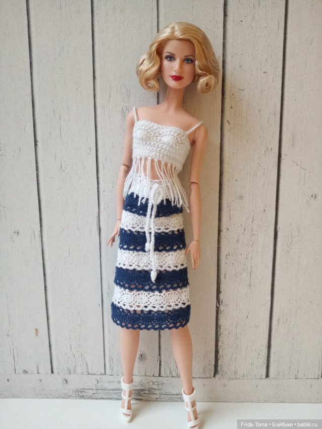Одежда на Момоко Барби Силкстоун Поппи Паркер юбка кружево хлопок (фото 2)