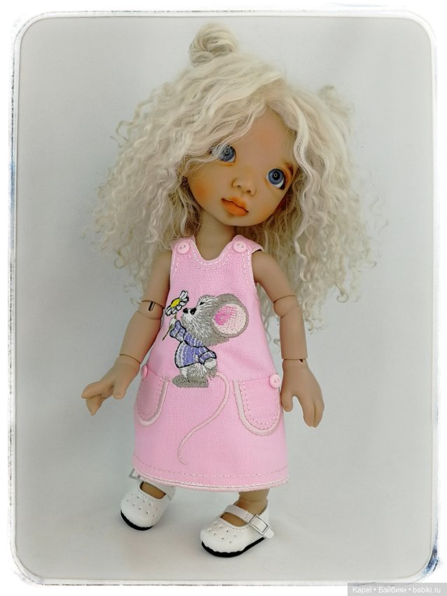 Платье «Мышонок с ромашкой» для кукол Linda Macario 10 дюймов(Martha,Momo,Mia,Melody) (фото 4)