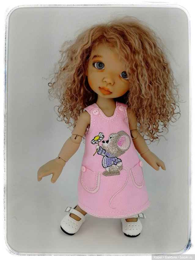 Платье «Мышонок с ромашкой» для кукол Linda Macario 10 дюймов(Martha,Momo,Mia,Melody) (фото 3)