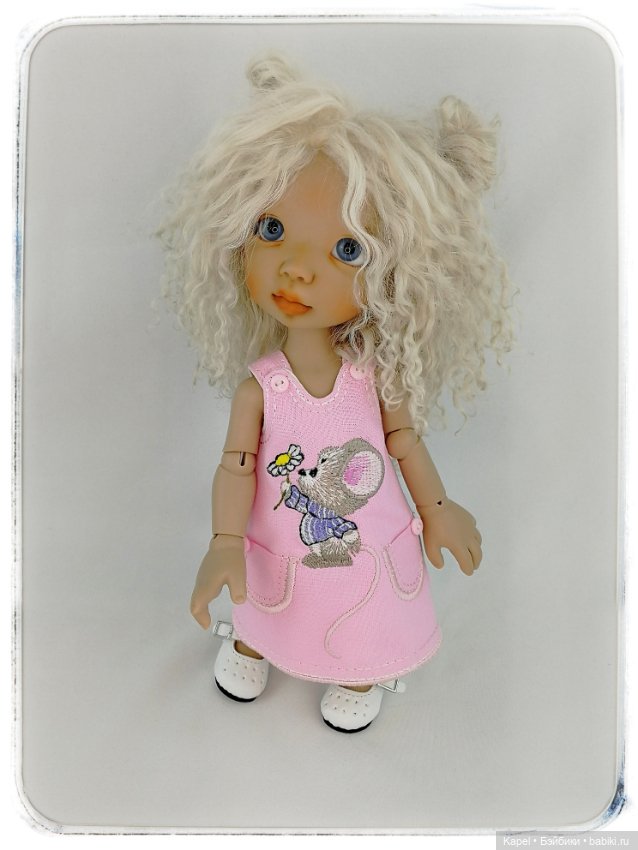 Платье «Мышонок с ромашкой» для кукол Linda Macario 10 дюймов(Martha,Momo,Mia,Melody) (фото 2)