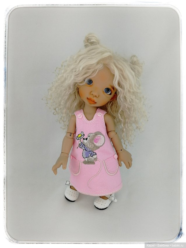 Платье «Мышонок с ромашкой» для кукол Linda Macario 10 дюймов(Martha,Momo,Mia,Melody) (фото 8)