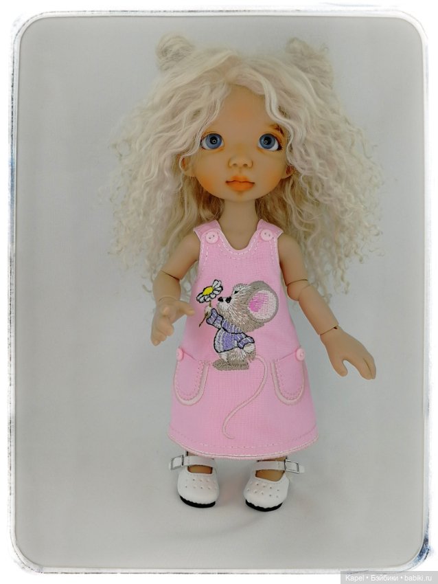 Платье «Мышонок с ромашкой» для кукол Linda Macario 10 дюймов(Martha,Momo,Mia,Melody) (фото 6)