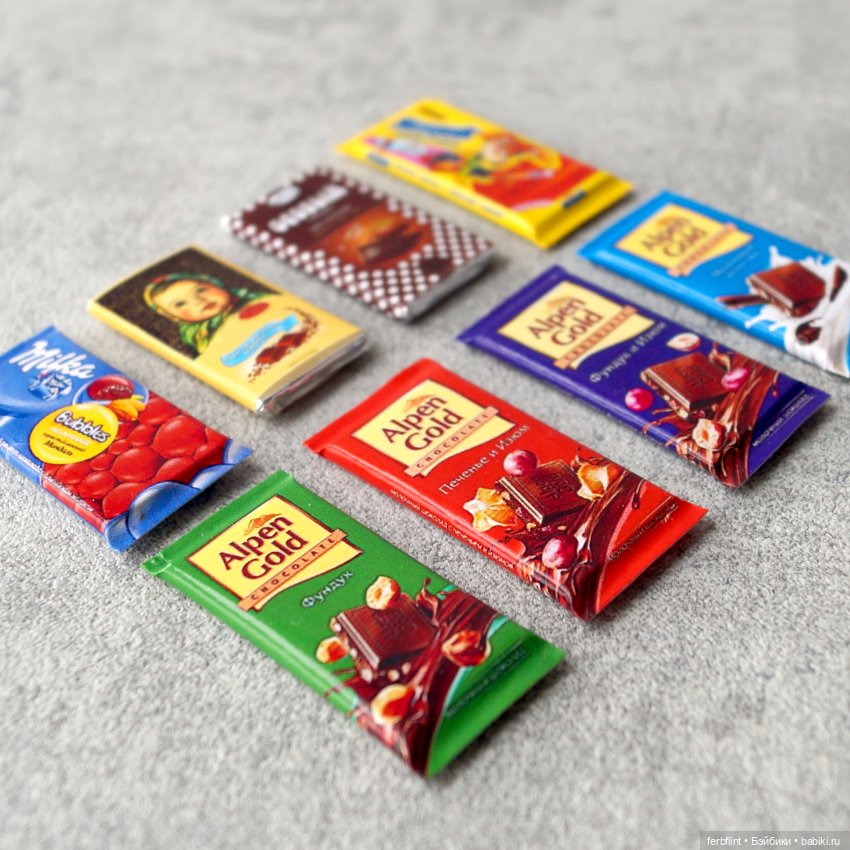 Миниатюрные шоколадки в масштабе 1:6