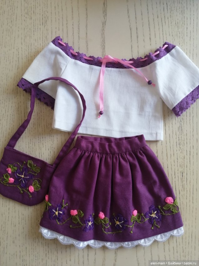 Комплекты с вышивкой лентами. Подойдут куклам Gotz, Kidz'n'Cats, Zwergnase, СССР, ГДР (фото 3)