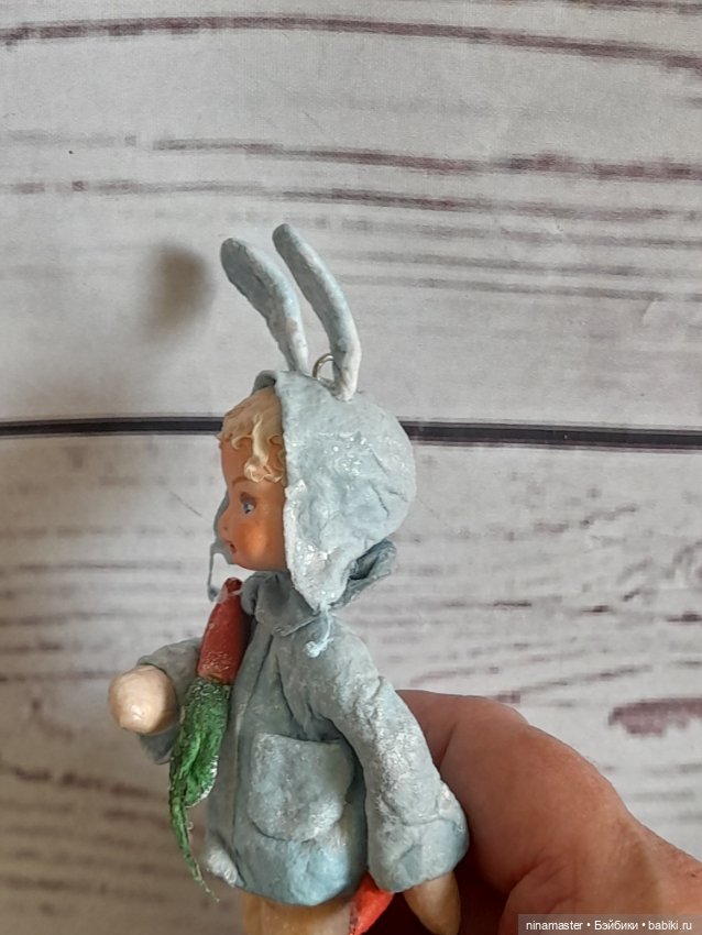 Ватная игрушка на ёлочку Мальчик зайчик (фото 6)