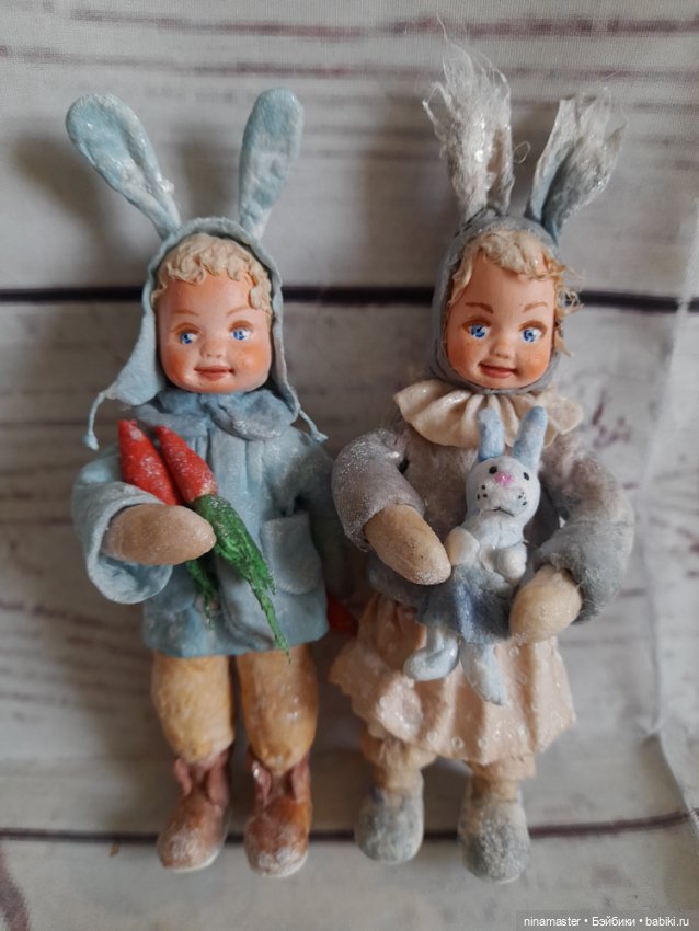 Ватная игрушка на ёлочку, Девочка-зайчик (фото 9)