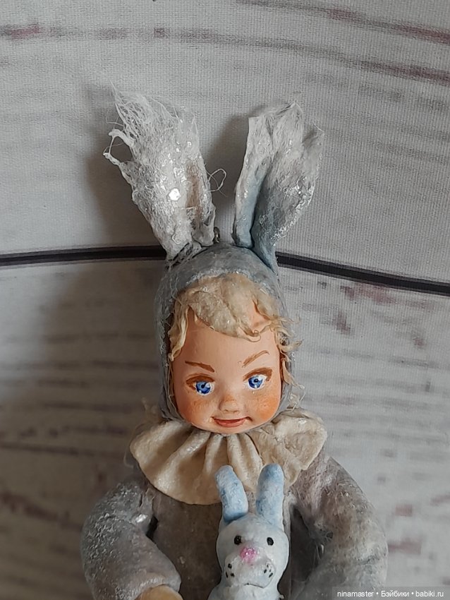 Ватная игрушка на ёлочку, Девочка-зайчик (фото 3)
