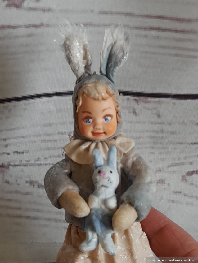 Ватная игрушка на ёлочку, Девочка-зайчик (фото 8)