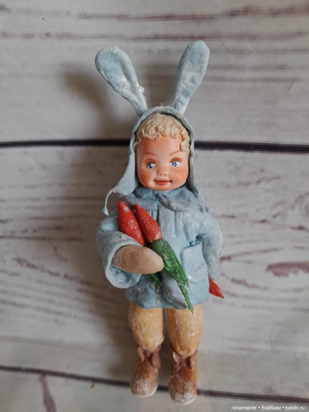 Ватная игрушка на ёлочку Мальчик зайчик