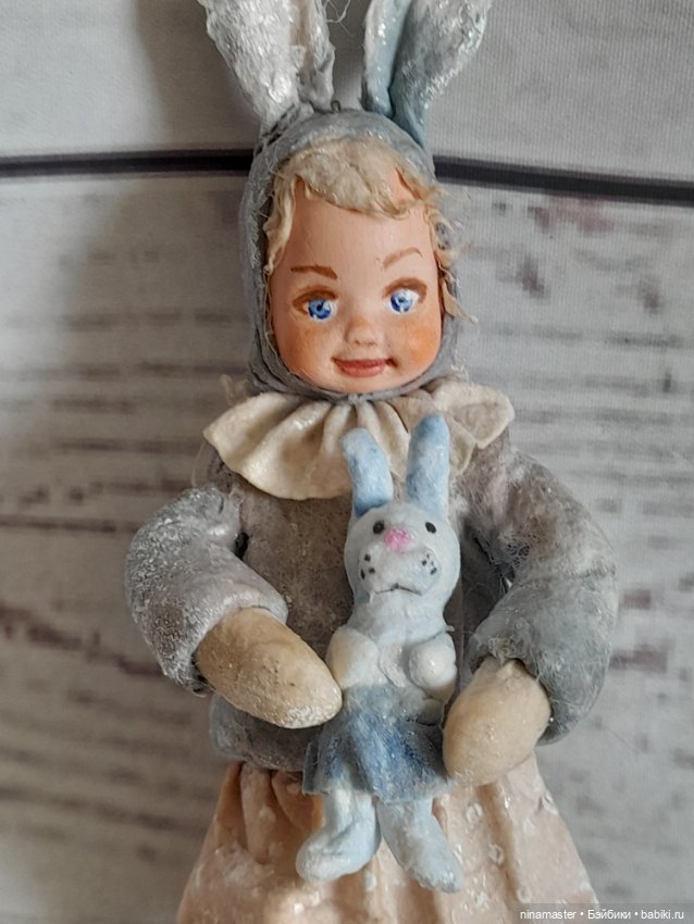 Ватная игрушка на ёлочку, Девочка-зайчик (фото 2)