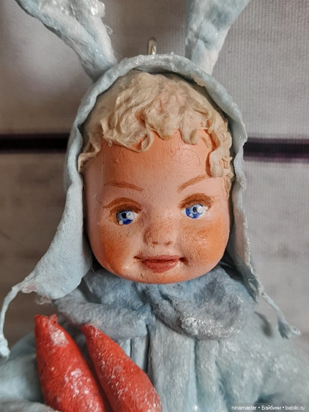 Ватная игрушка на ёлочку Мальчик зайчик (фото 2)