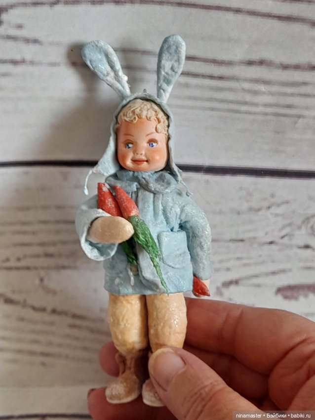 Ватная игрушка на ёлочку Мальчик зайчик (фото 8)