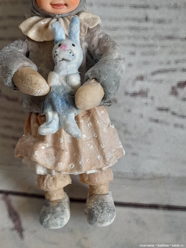 Ватная игрушка на ёлочку, Девочка-зайчик (фото 5)