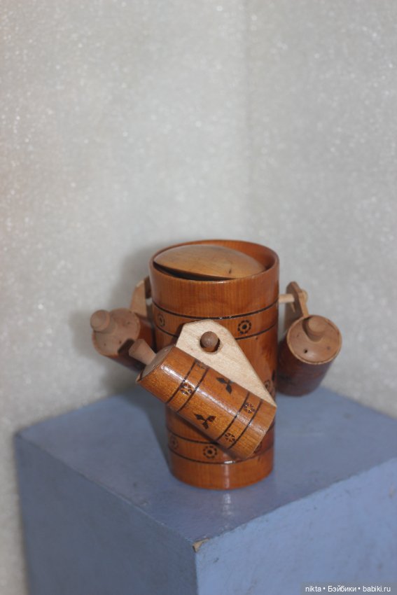 Игрушка, сувенир СССР * Бочонок с кружками * Дерево * Ручная работа
