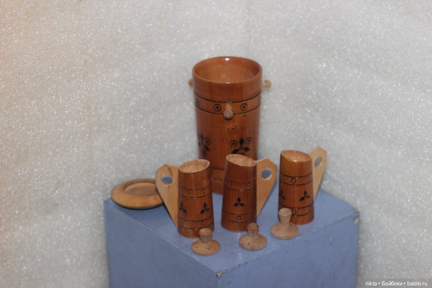 Игрушка, сувенир СССР * Бочонок с кружками * Дерево * Ручная работа (фото 6)