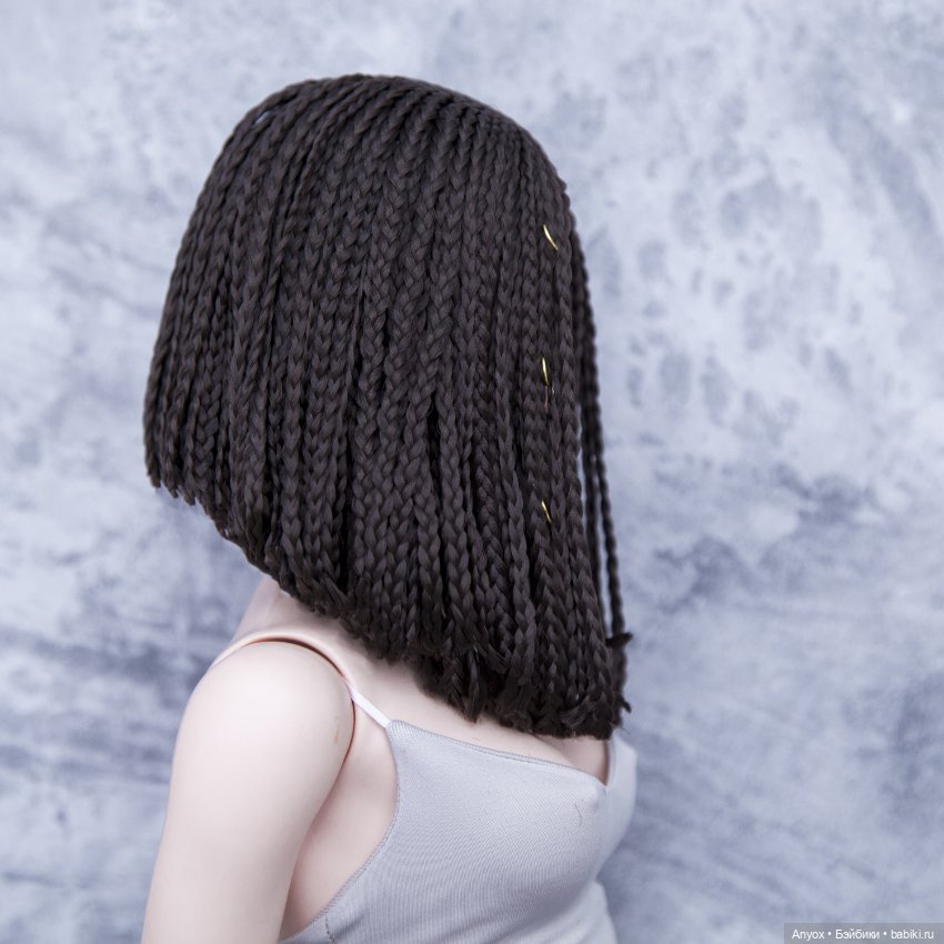 Парик для БЖД размер 8-9 (около 21 см) - темно коричневое удлиненное каре (фото 6)