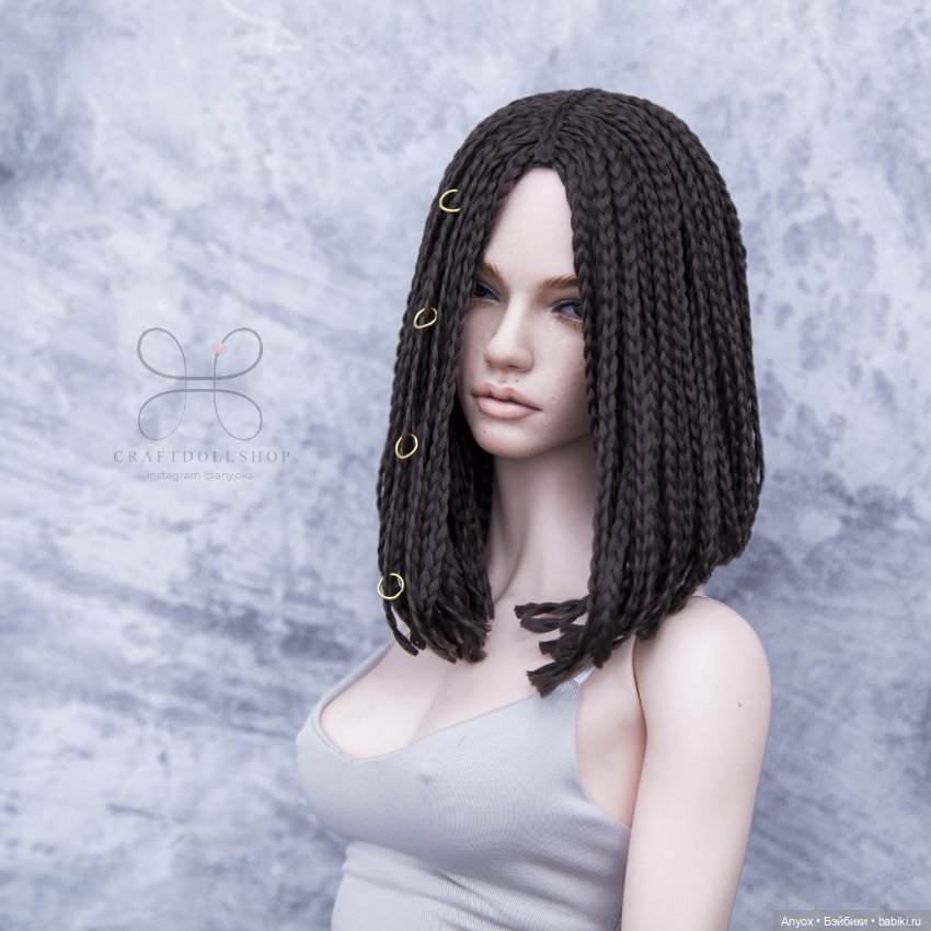 Парик для БЖД размер 8-9 (около 21 см) - темно коричневое удлиненное каре (фото 9)