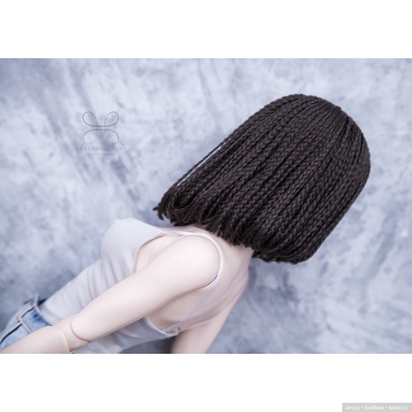 Парик для БЖД размер 8-9 (около 21 см) - темно коричневое удлиненное каре (фото 8)