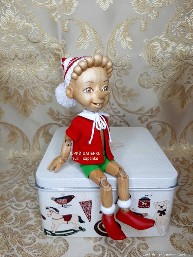 Деревянная шарнирная кукла Буратино, 20 см