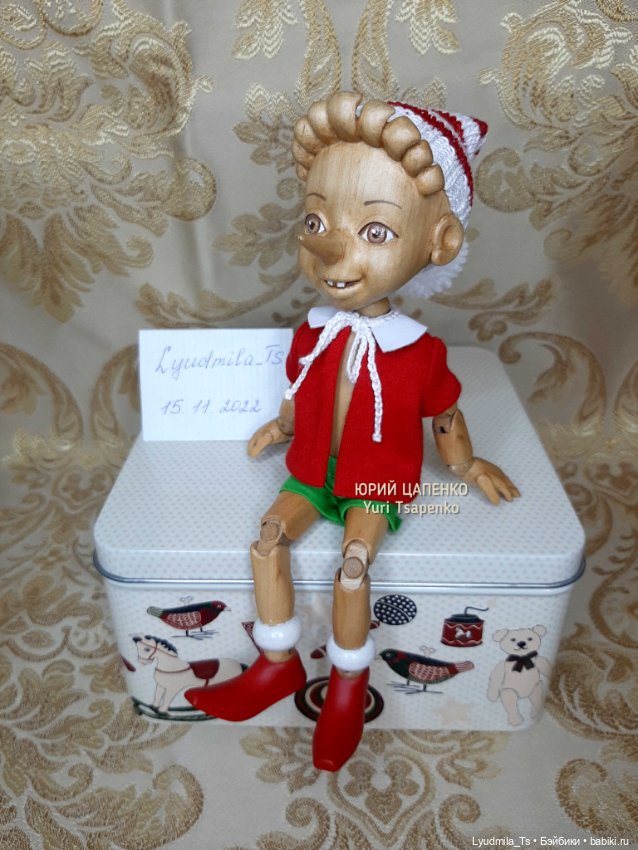 Деревянная шарнирная кукла Буратино, 20 см (фото 6)