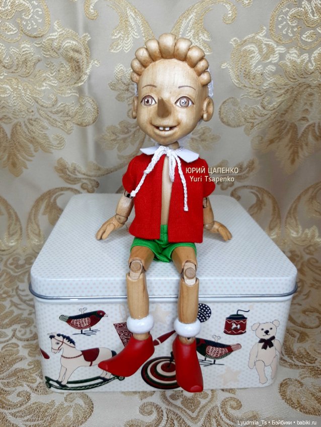 Деревянная шарнирная кукла Буратино, 20 см (фото 2)