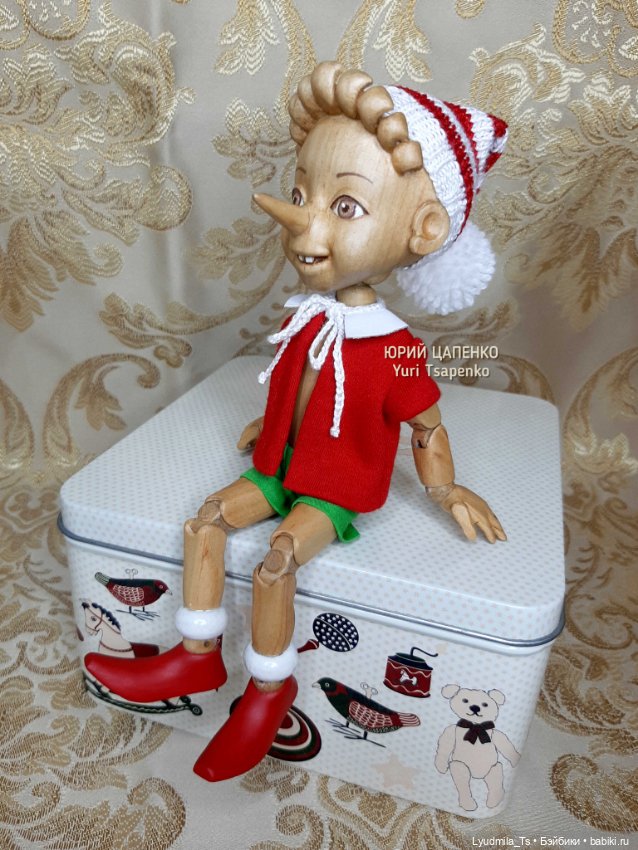 Деревянная шарнирная кукла Буратино, 20 см (фото 3)