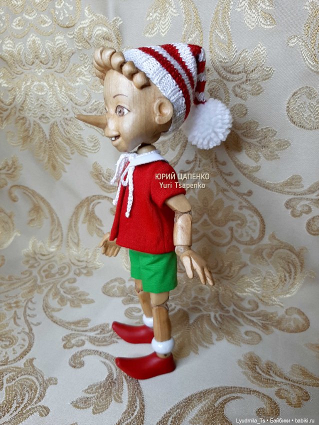 Деревянная шарнирная кукла Буратино, 20 см (фото 4)