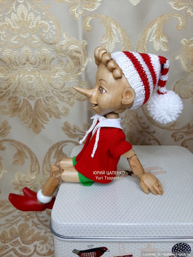 Деревянная шарнирная кукла Буратино, 20 см (фото 5)