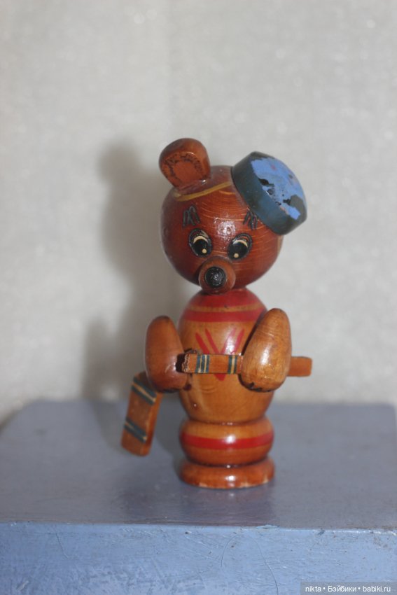 Мишка хоккеист * Игрушка СССР * Дерево * Ручная работа