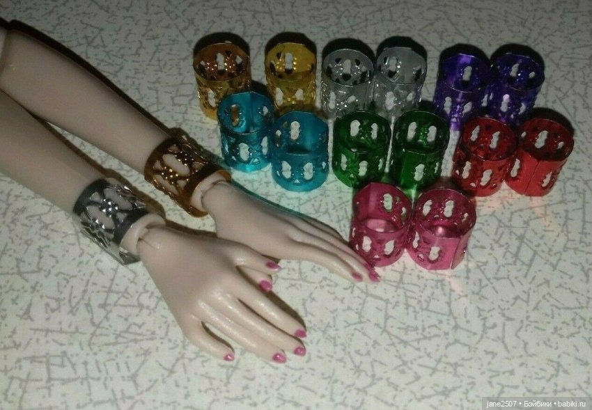 Набор браслетов для Fashion royalty, Nu Face, Poppy Parker, Barbie - 14 штук - 7 цветов (металл) (фото 4)