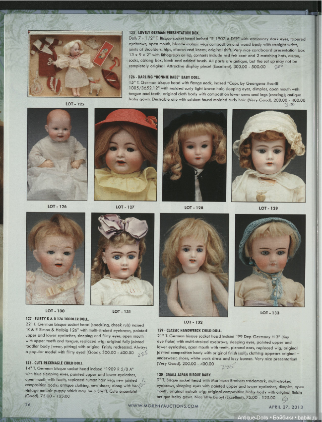 Каталог аукциона антикварных кукол и сопутствующих предметов Dolls. Morphy Auctions, 27.04.2013 (фото 7)