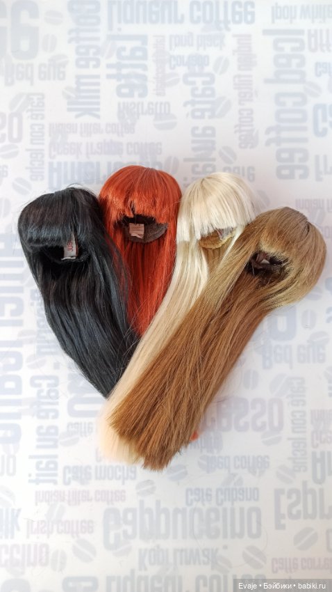 Парики 5-6" - Длинный прямой с челкой, 4 цвета