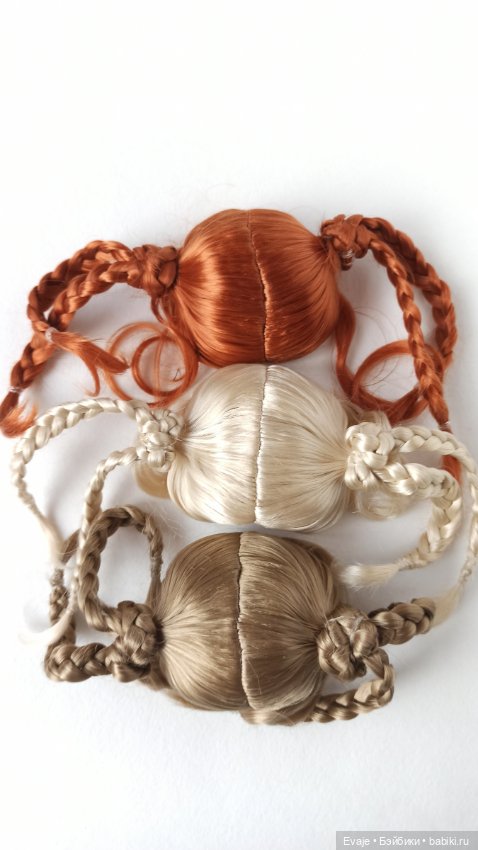 Парики 6-7" - Бобышки с косичками, 3 цвета