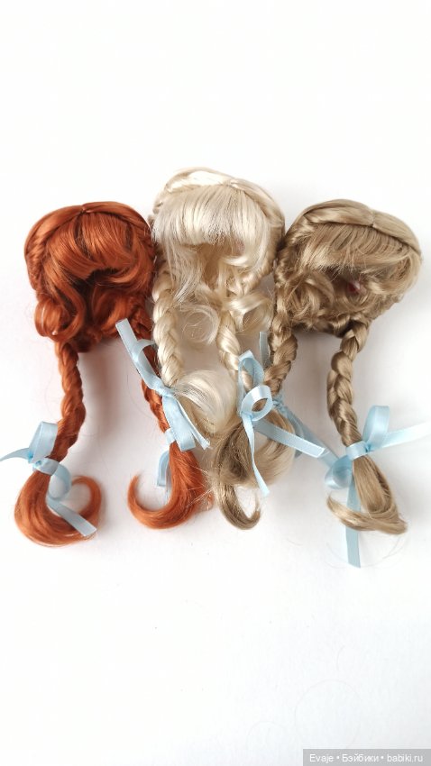 Парики 6-7" - 3 цвета, длинные косы с лентами