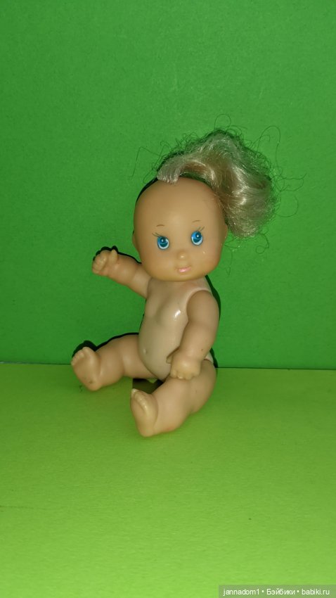 Винтажный пупсик с чубом, высота 11 см