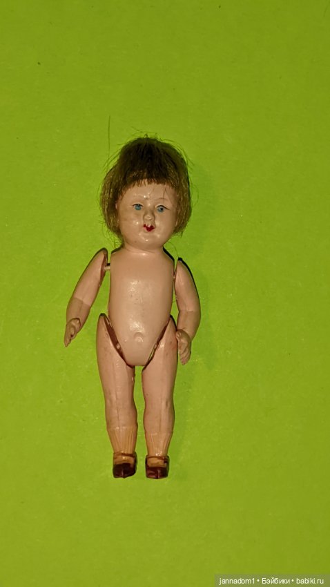 Целлулоидная куколка Minerva с волосами, высота 7,5 см