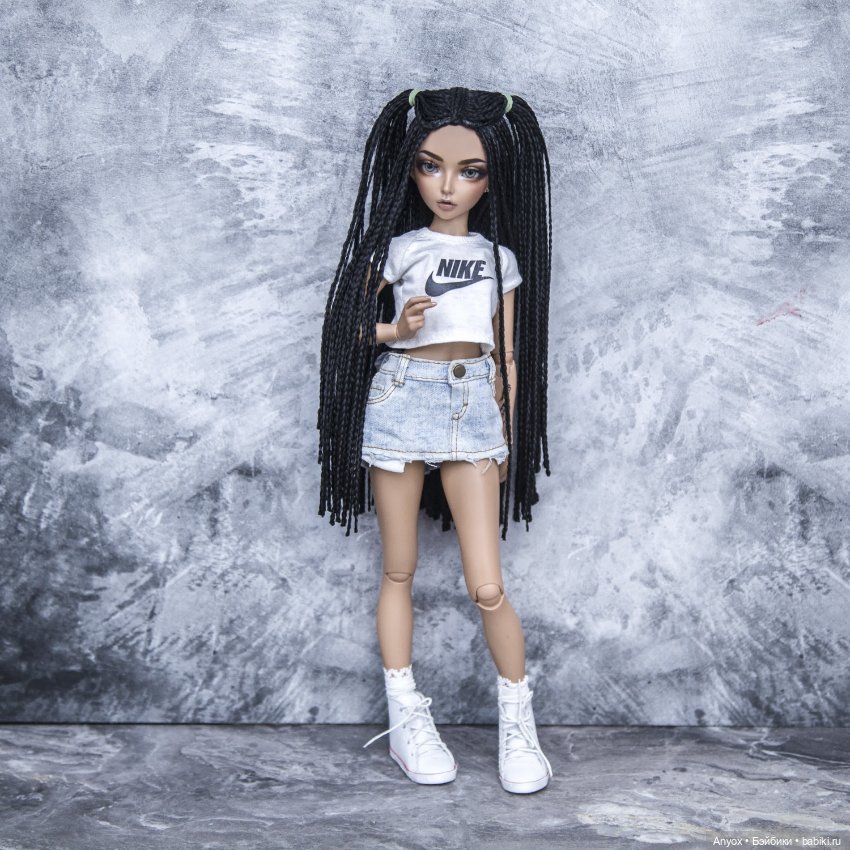 Парик - косички ЗиЗи для MINIFEE МИНИФИ (6-7) длинный черный (фото 4)