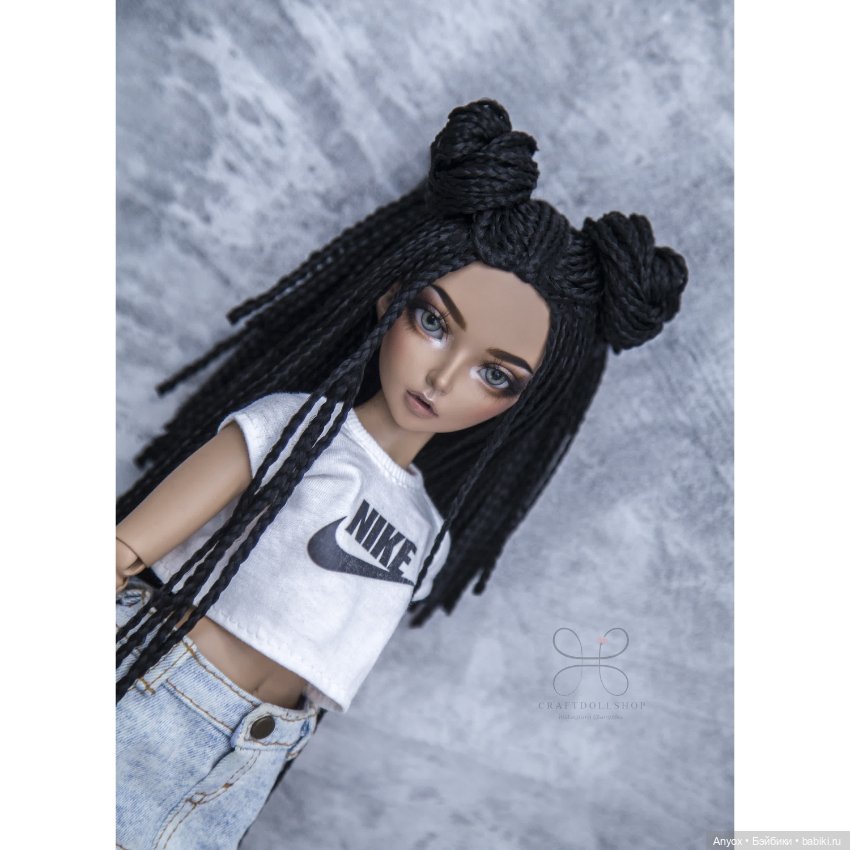 Парик - косички ЗиЗи для MINIFEE МИНИФИ (6-7) длинный черный (фото 10)