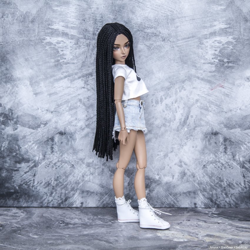 Парик - косички ЗиЗи для MINIFEE МИНИФИ (6-7) длинный черный (фото 2)