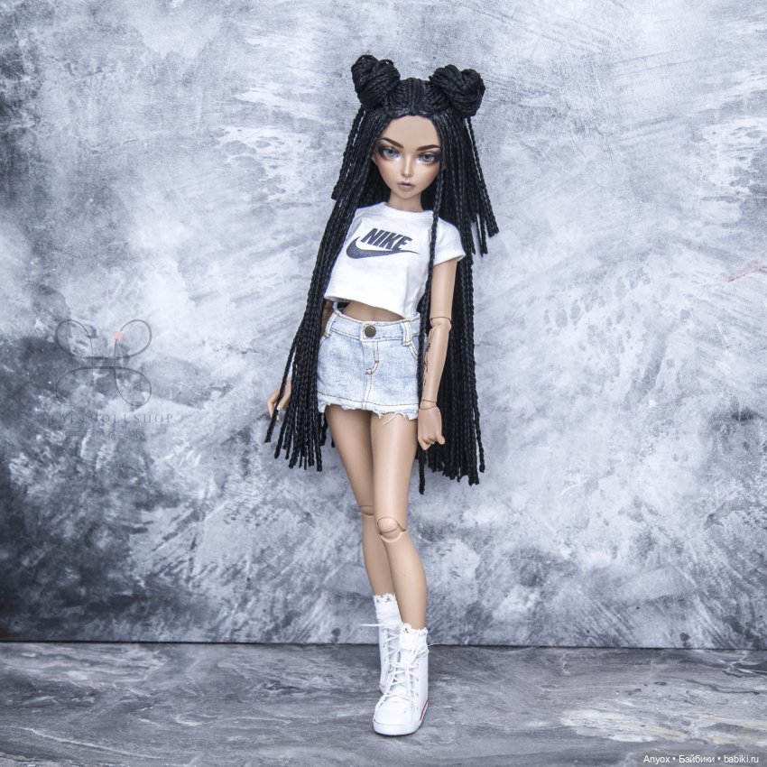 Парик - косички ЗиЗи для MINIFEE МИНИФИ (6-7) длинный черный (фото 6)