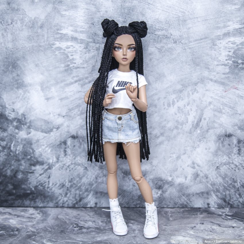 Парик - косички ЗиЗи для MINIFEE МИНИФИ (6-7) длинный черный (фото 5)