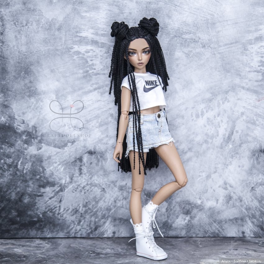 Парик - косички ЗиЗи для MINIFEE МИНИФИ (6-7) длинный черный (фото 8)