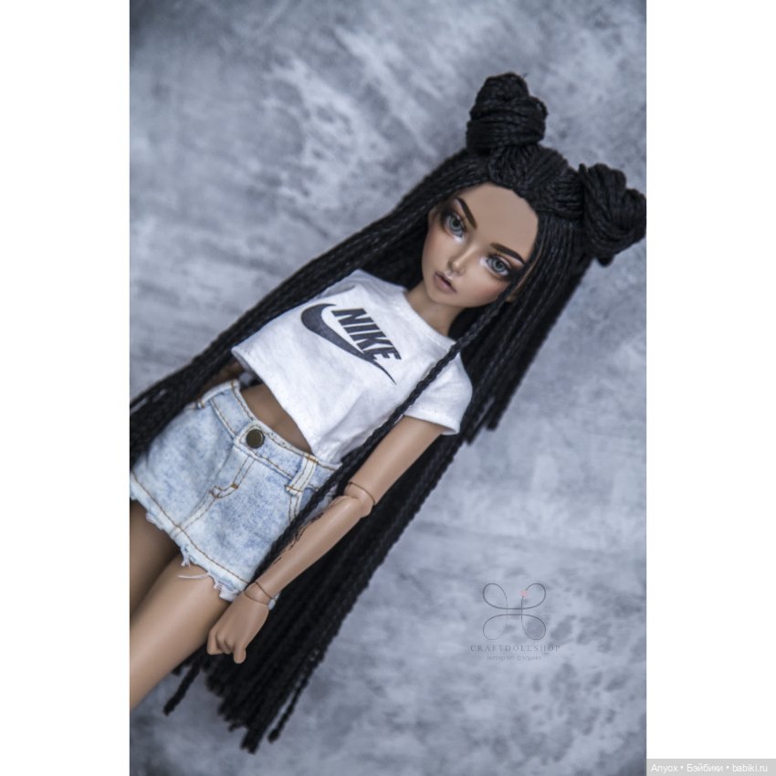 Парик - косички ЗиЗи для MINIFEE МИНИФИ (6-7) длинный черный (фото 9)