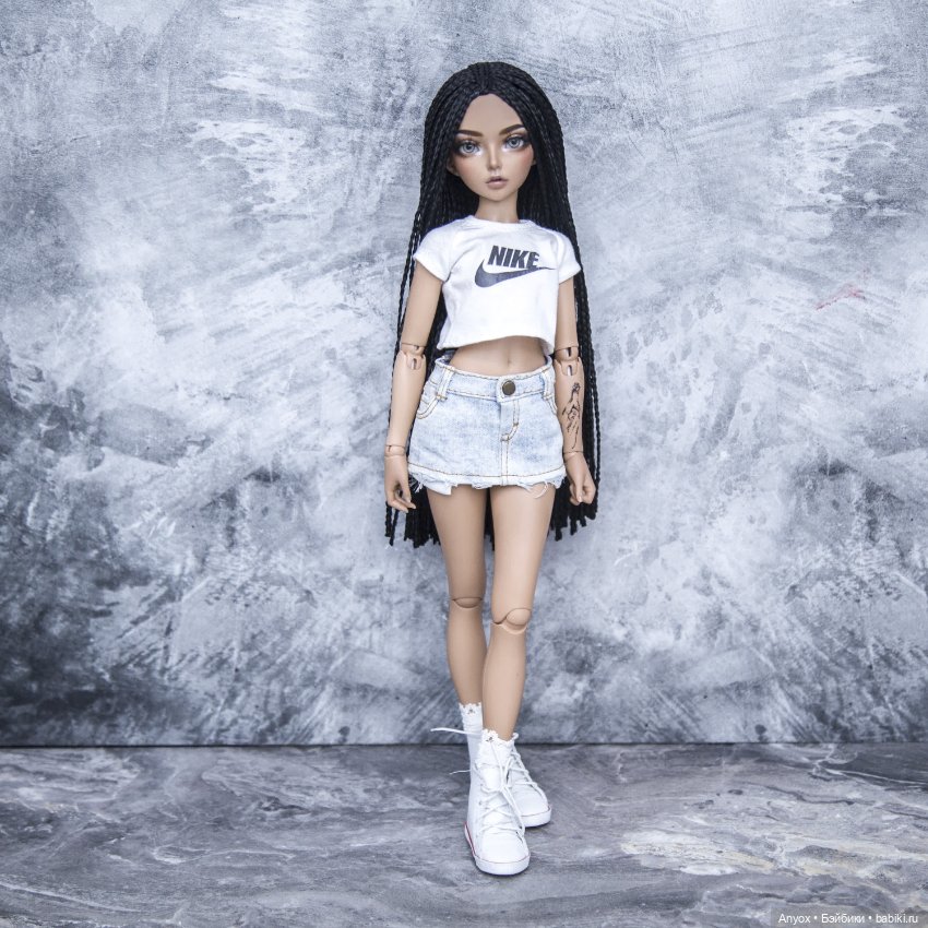 Парик - косички ЗиЗи для MINIFEE МИНИФИ (6-7) длинный черный