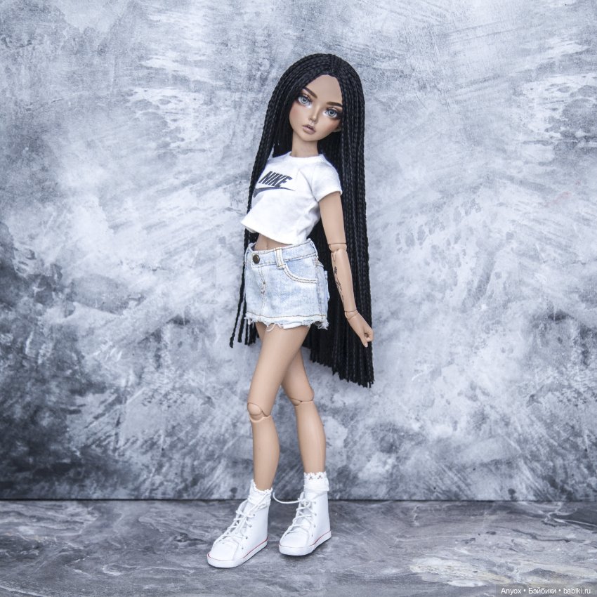 Парик - косички ЗиЗи для MINIFEE МИНИФИ (6-7) длинный черный (фото 3)