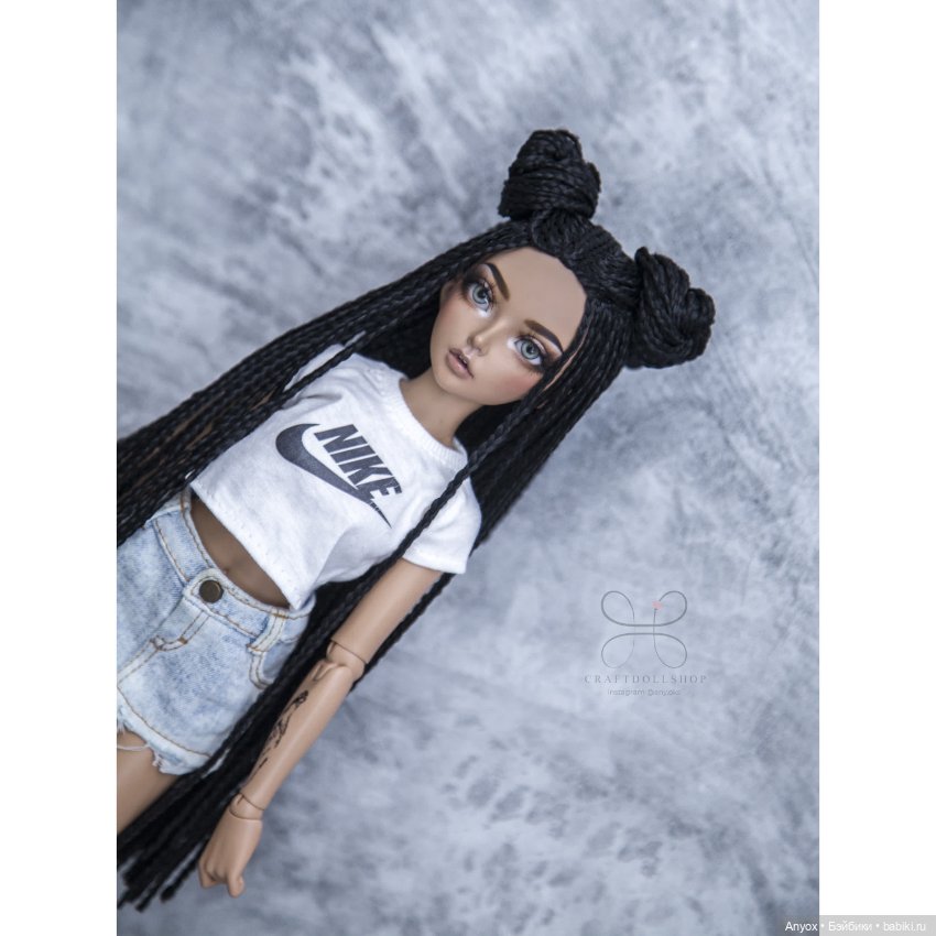 Парик - косички ЗиЗи для MINIFEE МИНИФИ (6-7) длинный черный