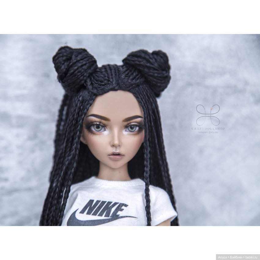 Парик - косички ЗиЗи для MINIFEE МИНИФИ (6-7) длинный черный