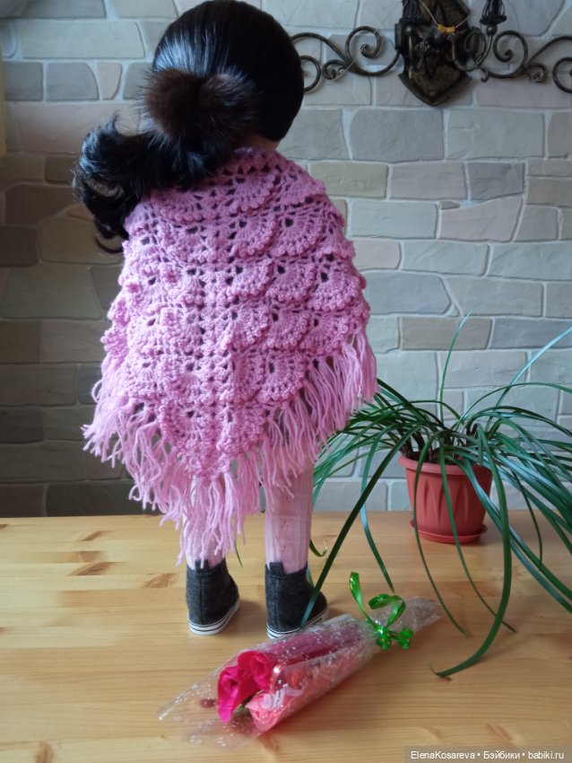 Ажурная шаль для кукол — Одежда для кукол (фото 6)