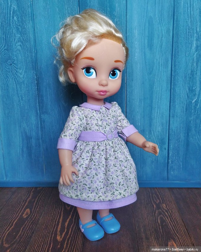 Платье для кукол Дисней Аниматорс 41 см, цвет кремовый/сиреневый